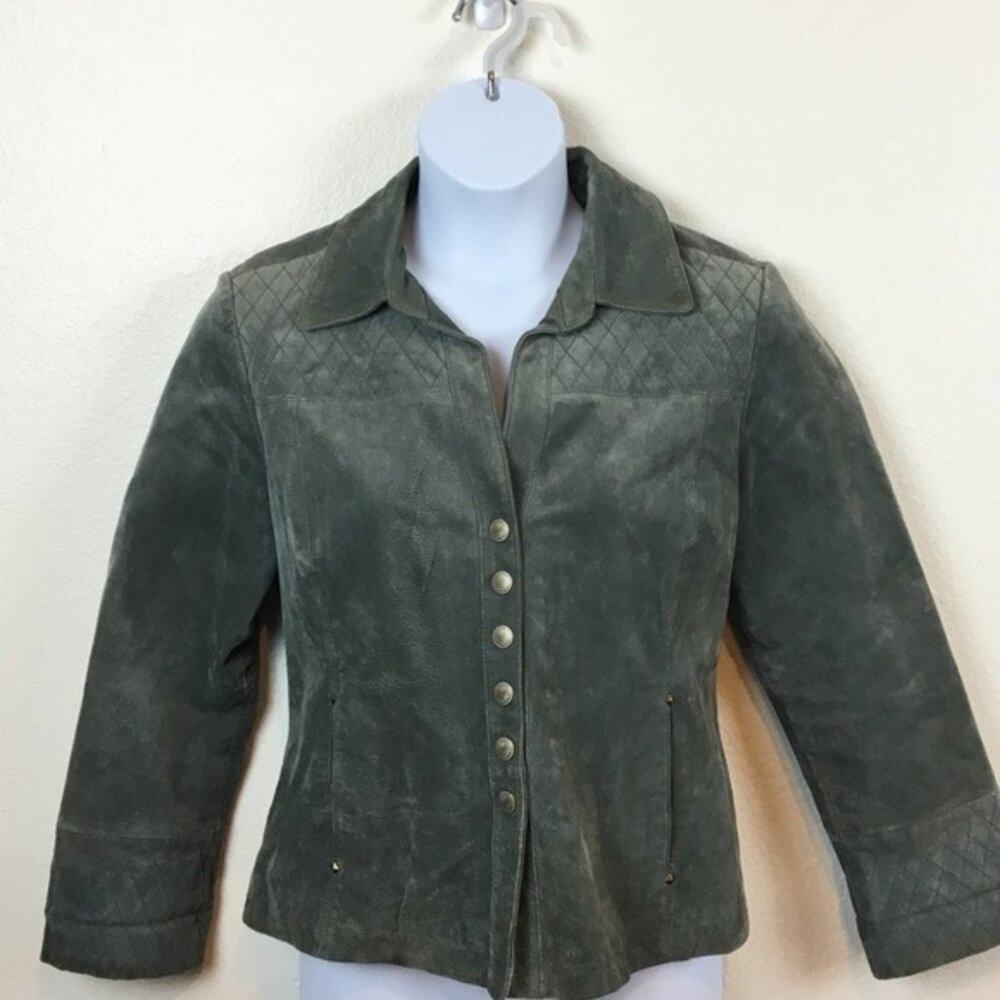 Ami Suede Jacket Victorian Vibes Snap Front Princess Corset Seam Retro Petite XL